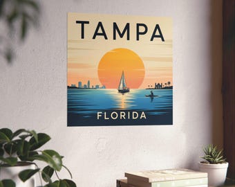 Poster del tramonto di Tampa, Florida: skyline della città