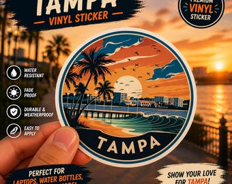 Tampa Florida: Retro Sunset Sticker