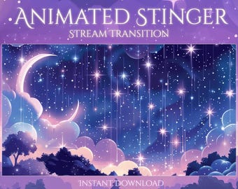 Transição de Estrelas Cadentes | Overlay Noturno para Twitch | Efeito Mágico Animado | Estética Celeste para OBS, Streamers, YouTube e VTubers