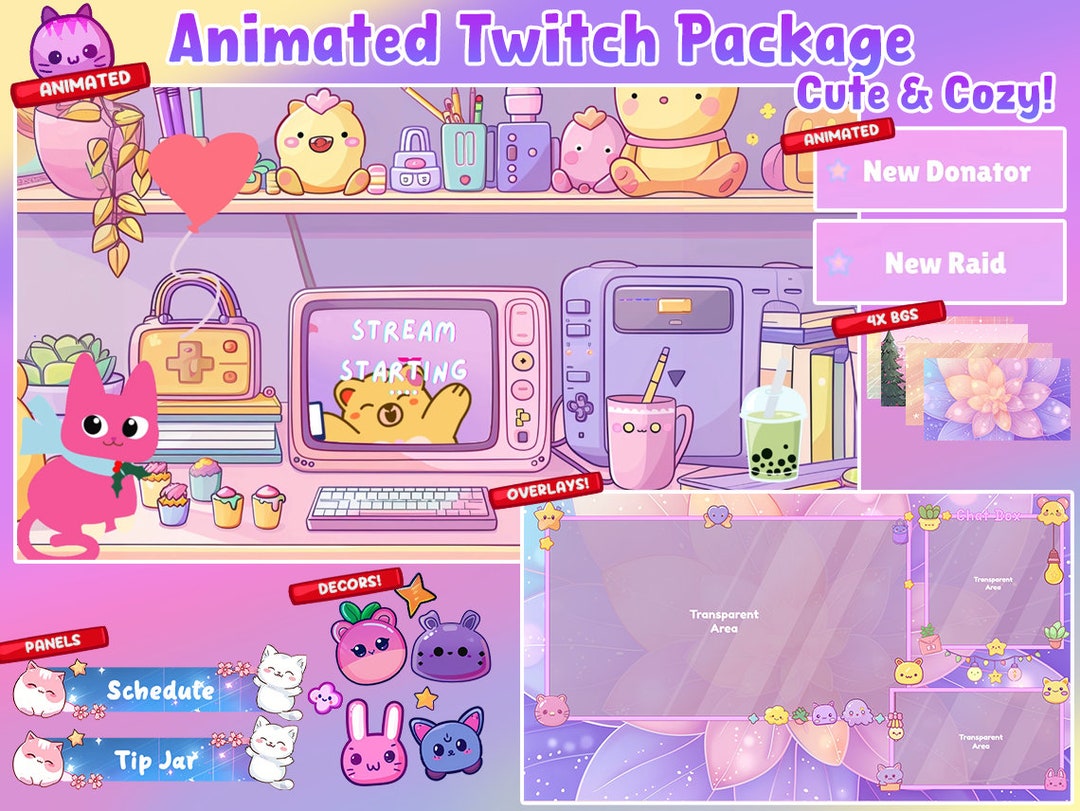 Animated Stream Package Cute Cozy Package for Twitch | Twitch | Cute ...