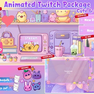Animated Stream Package Cute Cozy Package for Twitch | Twitch | Cute Twitch Overlay | Twitch Alerts | Cat  Stream Overlay Animation