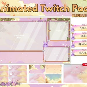 Twitch Pastel Stream Paket / Blume / Frühling / Pastell / Süß / Overlay / Kawaii / Verträumt / Twitch Screen / Twitch Overlay / Schmetterling