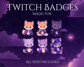 Magic Fox Twitch-märken / Mysig söt / Stjärnor Moln Måne / Pastellglöd / Animerad / Twitch-överlägg / Vtuber-ström / Magisk bedårande