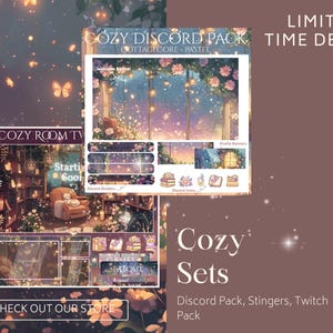 Cozy Discord Server Package: Dividers, Panels, Invite & Welcome Banners with Flowers, Butterflies, Fairy, Books Icons, Pastel, Cottage core image 8
