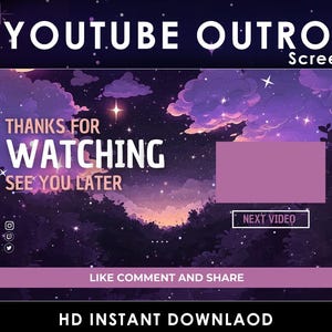Outro di Youtube / Outro animata / Schermata finale vtuber / Copertina di Youtube / Banner / Scheda schermata finale / Schermata di Twitch / Schermate finali dello streamer
