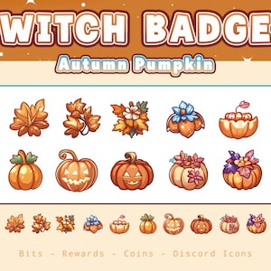 Pumpkin Twitch badges | Bit Badges | Icons | Cute | Sub Badges | Discord Icons| Autumn | Halloween | Orange | Leaves | Roles | Bits