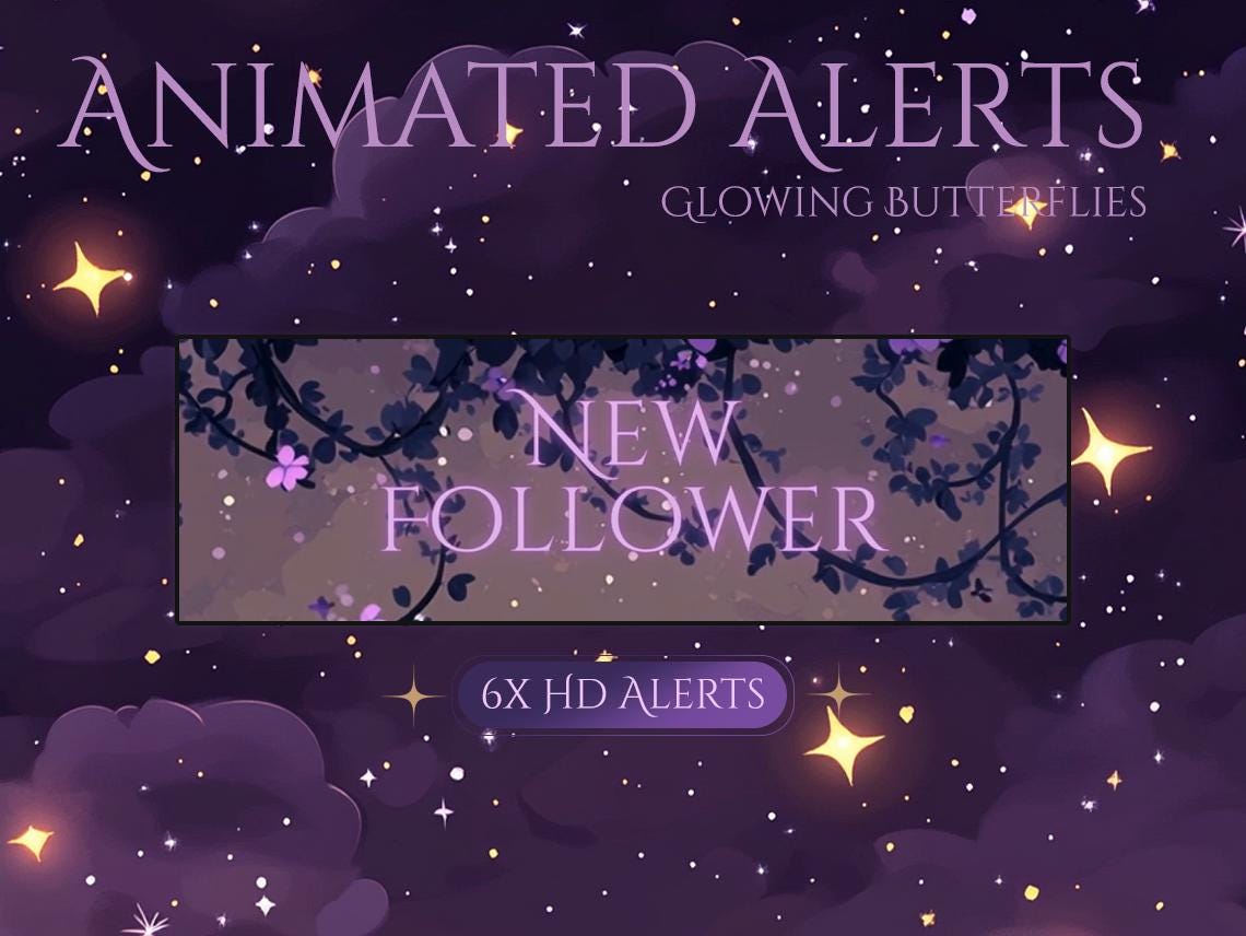 Dark Butterfly Floral Animated Alerts MP4 | Twitch Alerts Pack | HD ...