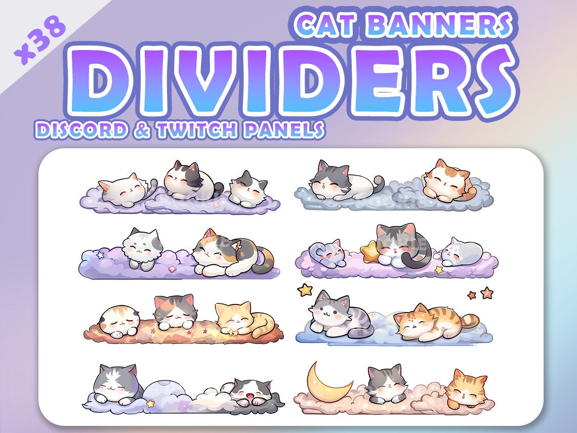 Cat Twitch Panels & Discord Dividers | Cute Twitch Banners Cat Discord ...