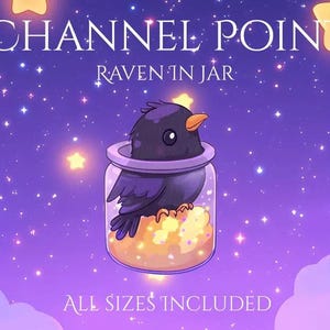 Raven Jar Channel Point | Niedlich | Krähe | Mond | Sterne | Zaubern | Badge | Channel Point einlösen | Channel Coins | Schwarz | Flasche