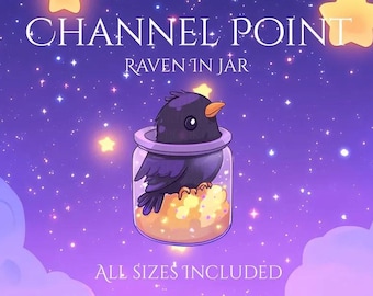 Punto de canal de tarro de cuervo / Lindo / Cuervo / Luna / Estrellas / Magia / Insignia de transmisión / Canje de puntos de canal / Monedas de canal / Negro / Botella