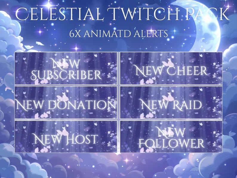 Celestial Twitch Pack / Blue / Lantern / Cute / Overlay / Magical ...