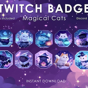 Magic Cats Badge | Twitch | Spooky| Halloween | Twitch badge Subs | Moon | Channel Points | Star | Sub point | Twitch Reward | Discord Icon
