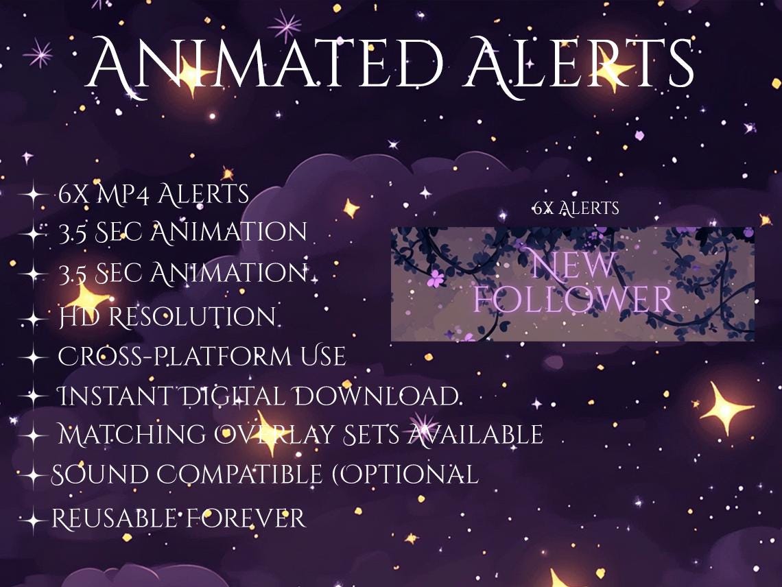 Dark Butterfly Floral Animated Alerts MP4 | Twitch Alerts Pack | HD ...