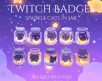 Cat Jar Badge | Twitch | Cats, Badge Black Cat, Twitch badge Subs | Moon | Channel Points | Star | Sub point | Twitch Reward | Discord Icon