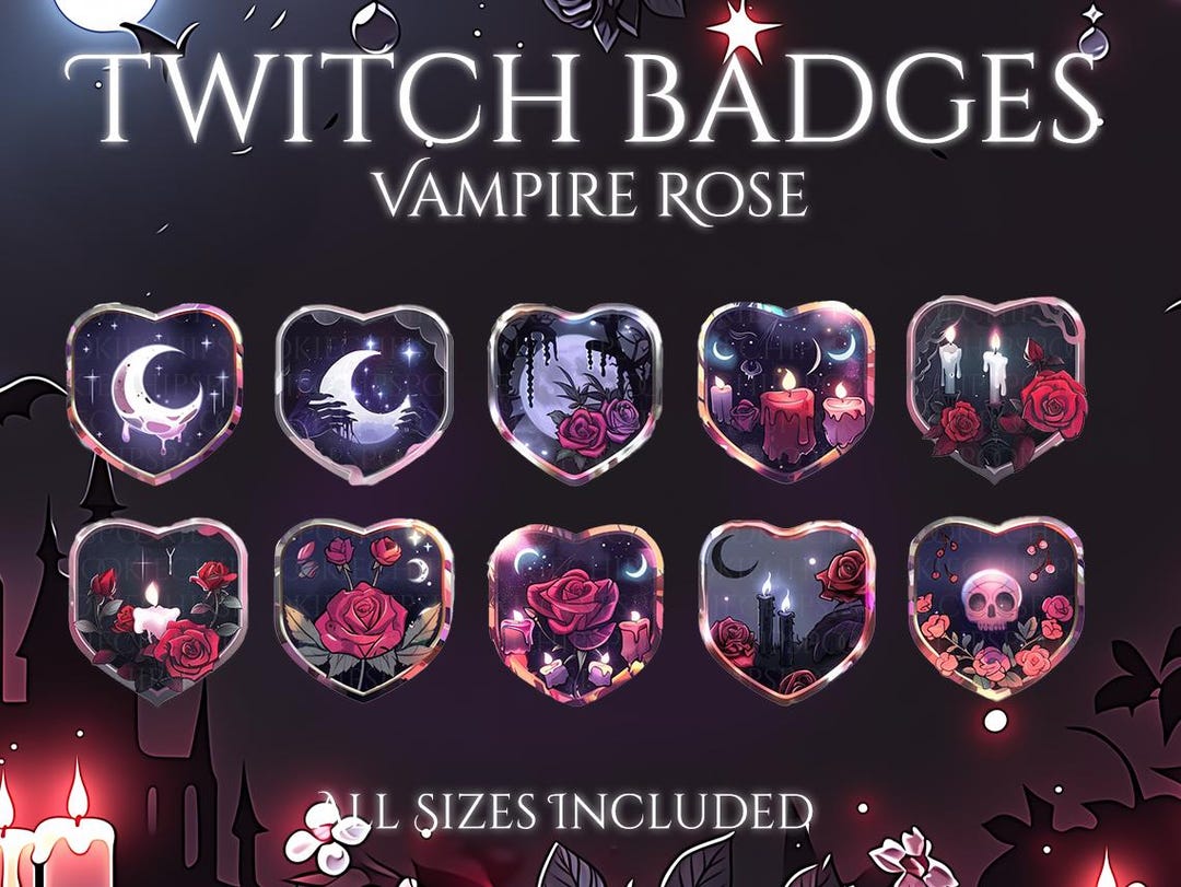 Vampire Rose Twitch Badge | Gothic Dark Stream | Sub Points | Channel ...