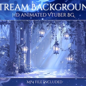 Himmelsk bakgrund / Blå / Lykta / Söt / Överlägg / Magisk / Drömsk / Twitch-skärm / Twitch-överlägg / Fe | Animerad | Lyktor