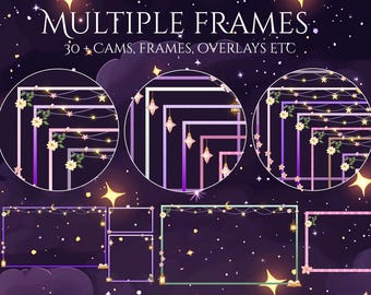 30x Frames Bundle Twitch Stream | Cute Cozy Overlay Cams & Screen Borders | Editable Streaming Assets for Twitch, Vtuber,  Background