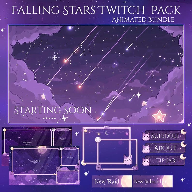 Starry Twitch Pack | Witch Streaming Overlay | Twitch Panels | Alerts ...