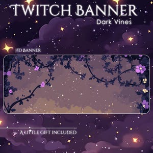 Rose Vines Magic Night Twitch Banner, Dark Vines Stream Art, Celestial Stars and Moon, Cozy Night Aesthetic, Mystic Stream Design for Gamers