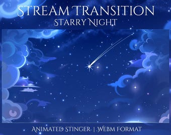 Shooting Star Stinger Transition | Night Twitch Overlay | Magic Animated Stinger | Sky Aesthetic for OBS, Streamers, YouTube & VTubers