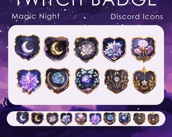 Twitch Badge Icons | Magic Night | Twitch badge Subs | Moon | Channel Points | Star | Sub point | Twitch Rewards | Discord Icon