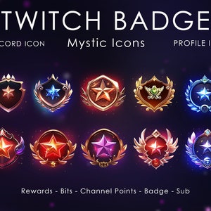 Mystiska Twitch-märken | Discord-ikon | Twitch-märke Subs | Måne | Kanalpoäng | Stjärna | Subpoäng | Twitch-belöning | Liga-ikon