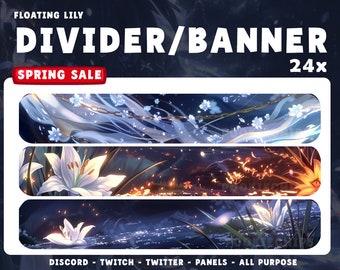 Dividers for Discord | dividers | aesthetic | Flower| discord graphics | INSTANT DOWNLOAD | Lily Banners x24 Twitch Panel | Twitch Banner