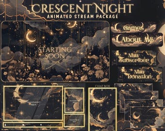 Magic Star Twitch Overlay, Twitch screen | Animated Overlay Stream Package Starry Sky | Cute | Cloud | Golden | Sparkle | Vtuber Pack
