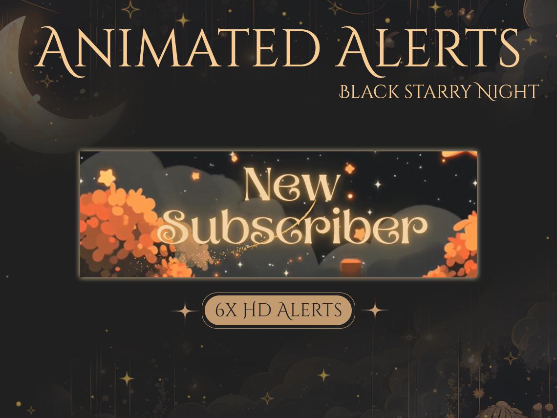 Starry Night Animated Stream Alerts MP4 Twitch Alerts Pack HD ...