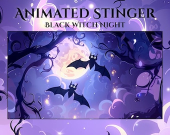 Heksennacht-stingerovergang | Vleermuizennacht Twitch-overlay | Griezelige geanimeerde angel | Trees Aesthetic voor OBS, streamers, YouTube en VTubers