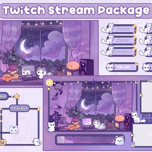 Cozy Twitch Overlay | Halloween Overlay Stream, Twitch Panels | Halloween Twitch Overlay | Stream Overlay  | Cute Twitch Overlay| Cat Panels