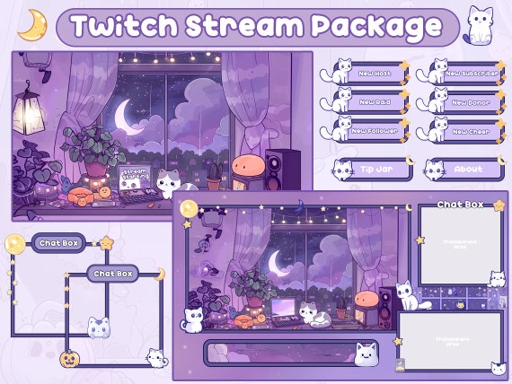 Cozy Twitch Overlay | Halloween Overlay Stream, Twitch Panels | Halloween Twitch Overlay | Stream Overlay  | Cute Twitch Overlay| Cat Panels