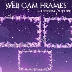 Butterfly Webcam Frames, Purple Kawaii Cam Overlay, Cute Twitch Cam Border, Cozy VTuber Frame, Stream Webcam Overlay, Celestial Aesthetic