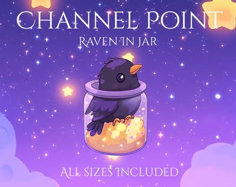 Rave Jar Channel Point | Cute | Crow | Moon | Stars | Magic | Stream Badge | Channel Point Redeem | Channel Coins | Black | Bottle