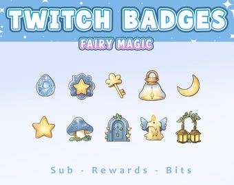 Fairy Twitch | Kryształowa odznaka | Odznaka Twitch | Kwiatowa odznaka Twitch | Emotka Discord | Emoji Discord | Odznaka Księżyca | Punkt podrzędny | Nagroda Twitch