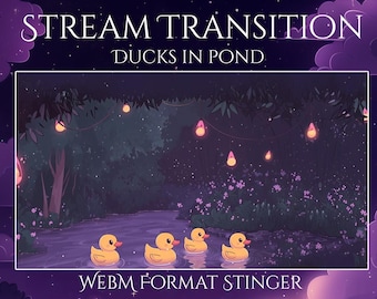 Gemütlicher Entenstachel-Übergang | Mond Twitch Overlay Twitch-Bildschirm | Animiertes, gelbes Enten Twitch | Twitch Overlay | Vtuber Pack
