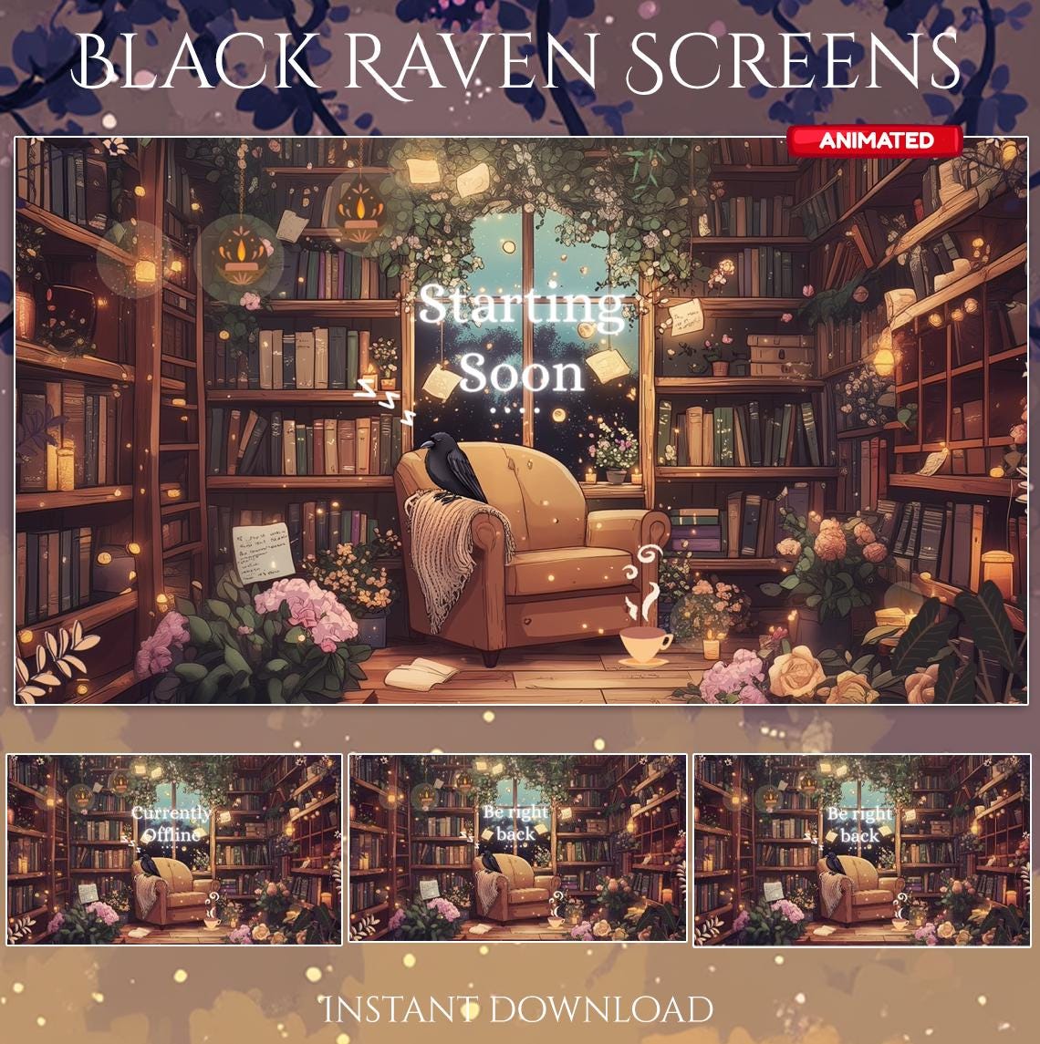 Scene Pixie Cozy Fairy Pixie Animated Screens Pack 4x Ghibli Inspired Animated ...