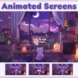 Cat Twitch Screen, Twitch screen | Lofi Overlay Stream Package, Cat Twitch | Cute Twitch Overlay | Aesthetic | Animated screen | Animated