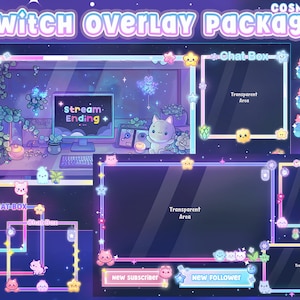 Cosmic Twitch Overlay, Twitch screen | Lofi Overlay Stream Package, Cat Twitch | Cute Twitch Overlay | Aesthetic | Valorant Overlay | Space