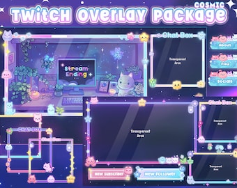 Cosmic Twitch Overlay, Twitch screen | Lofi Overlay Stream Package, Cat Twitch | Cute Twitch Overlay | Aesthetic | Valorant Overlay | Space