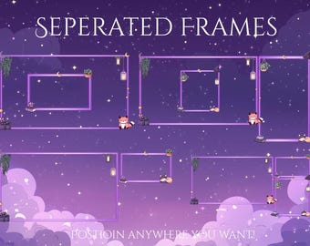 Fox Magic Night Frames, Twitch Overlays| Animated Overlay Stream Package, Fox Twitch | Cute Twitch Overlay | Aesthetic | star overlay