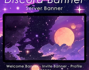 Bannière Discord | Bannière serveur | Thème étoiles et lunes | Galaxie | Espace | Mignon et étoilé | Nuit étoilée de rêve | Croissant | Serveur Discord