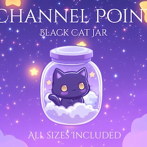 猫の瓶チャンネルポイント | かわいい | 猫 | 月 | 星 | 魔法 | ストリームバッジ | チャンネルポイント交換 | チャンネルコイン | 黒猫 | ボトル