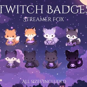 Streamer Fox Cozy Twitch-märken, söta Fox-spelikoner, Streamer-prenumerantmärken, Cozy Gamer-kanalbelöningar, Vtuber Discord-ikoner, Magical Fox