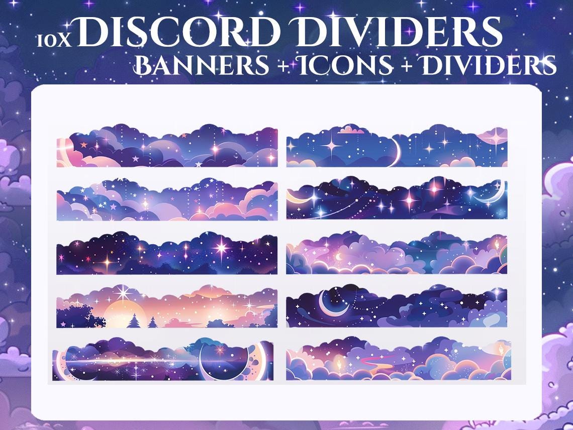Starry Night Discord Pack | Dividers | Panels | Invite Banner | Welcome ...