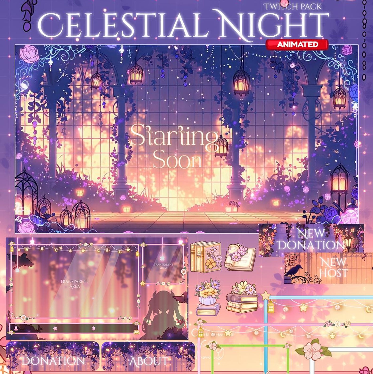 Celestial Twitch Pack / Blue / Lantern / Cute / Garden / Magical ...