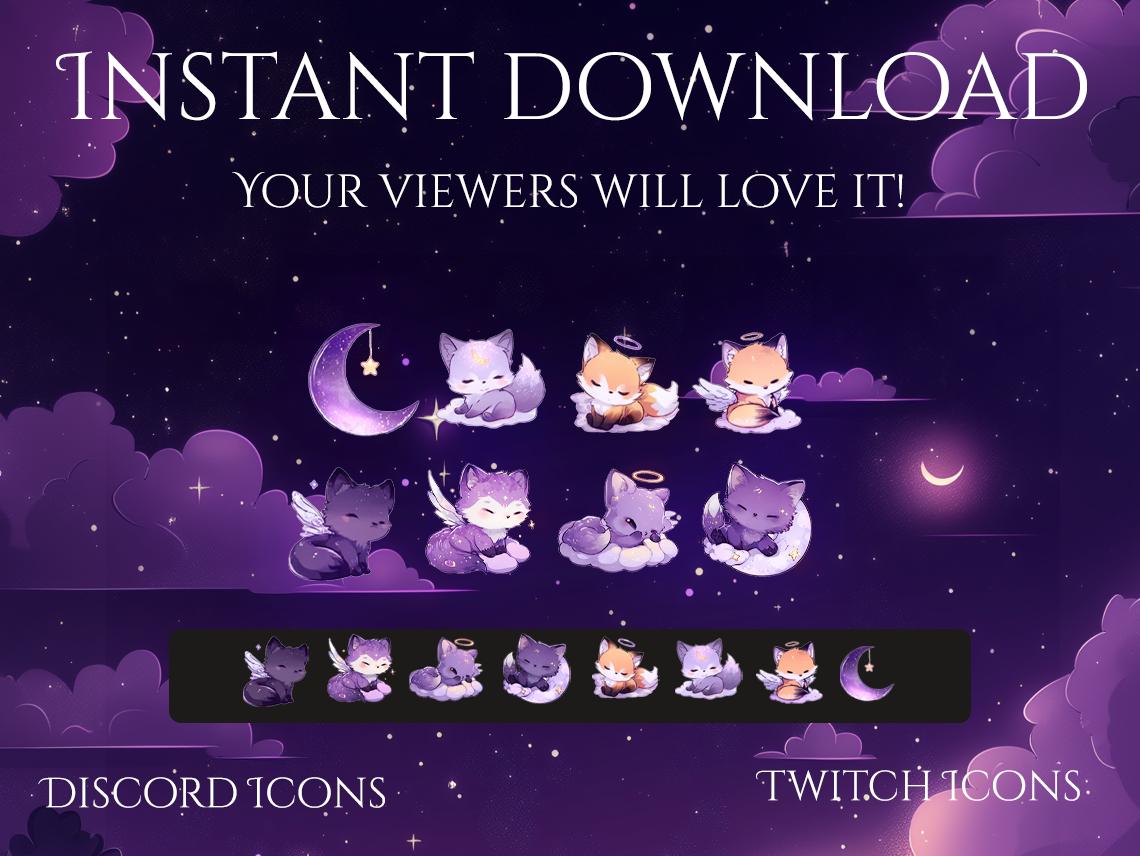 Angelic Fox Twitch Badges | Cute Kawaii Fox Sub Badges | Vtuber Angel ...