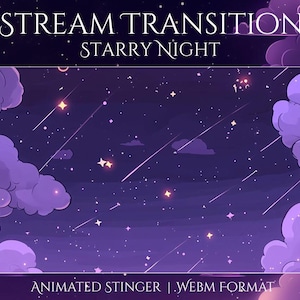 Falling Stars Stinger Transition | Night Twitch Overlay | Magic Animated Stinger | Sky Aesthetic for OBS, Streamers, YouTube & VTubers