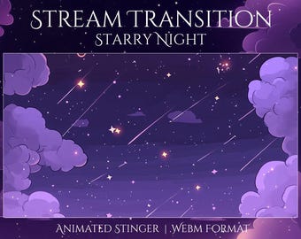 Transição de Estrelas Cadentes | Overlay Noturno para Twitch | Efeito Mágico Animado | Estética Celeste para OBS, Streamers, YouTube e VTubers