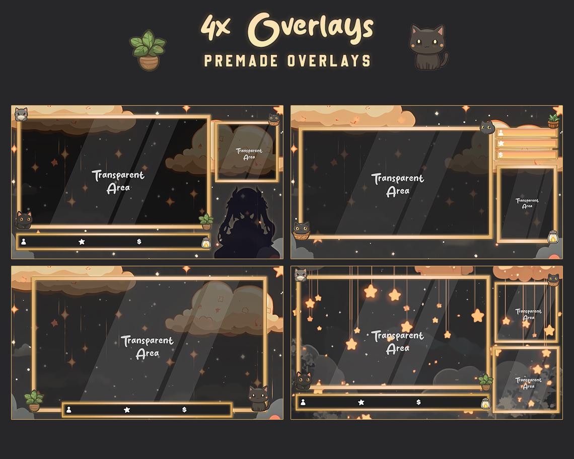 Golden Frames Overlay Bundle | Magical Night Stream Pack | Celestial ...